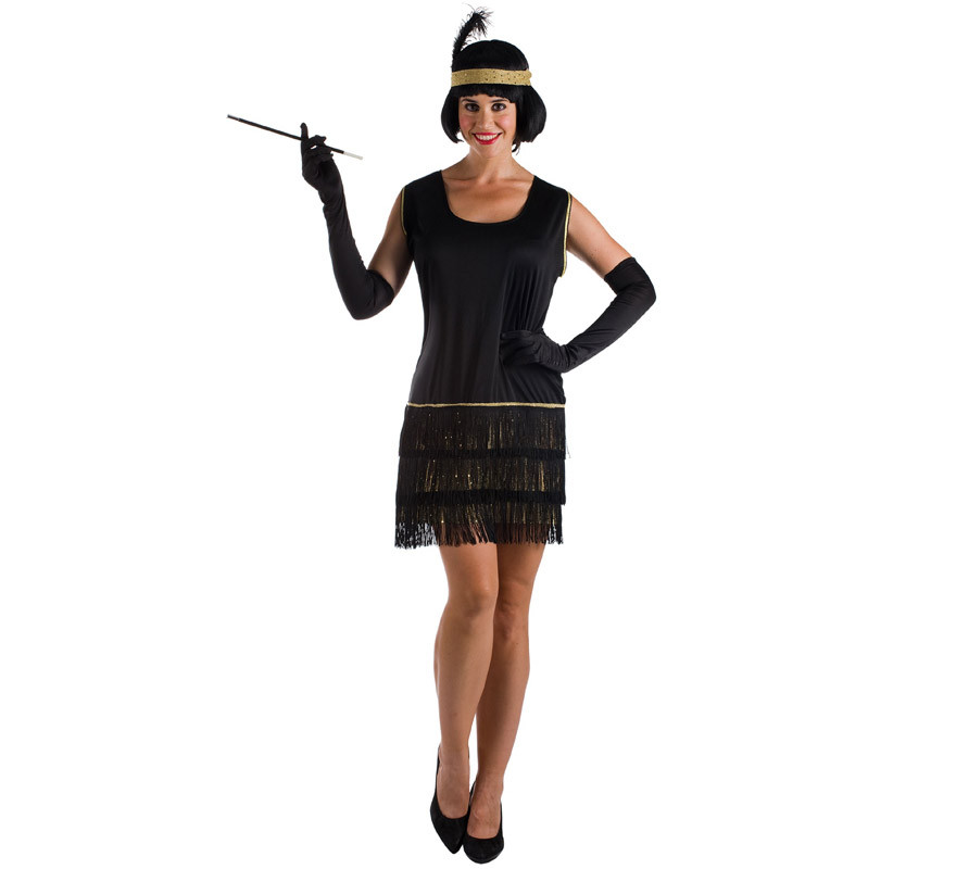 Fato de Charleston preto para mulher