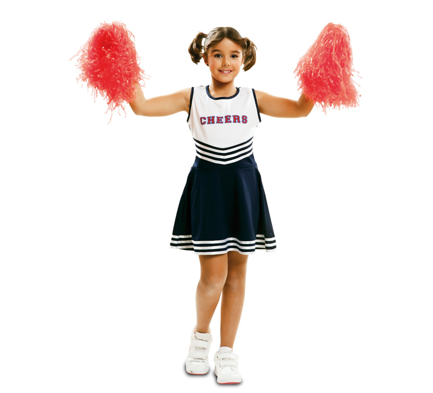Fato de líder de torcida branco e azul para menina Fato de líder de torcida branco e azul para menina