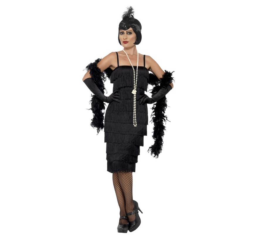 Fato de menina negra dos anos 20 para mulher