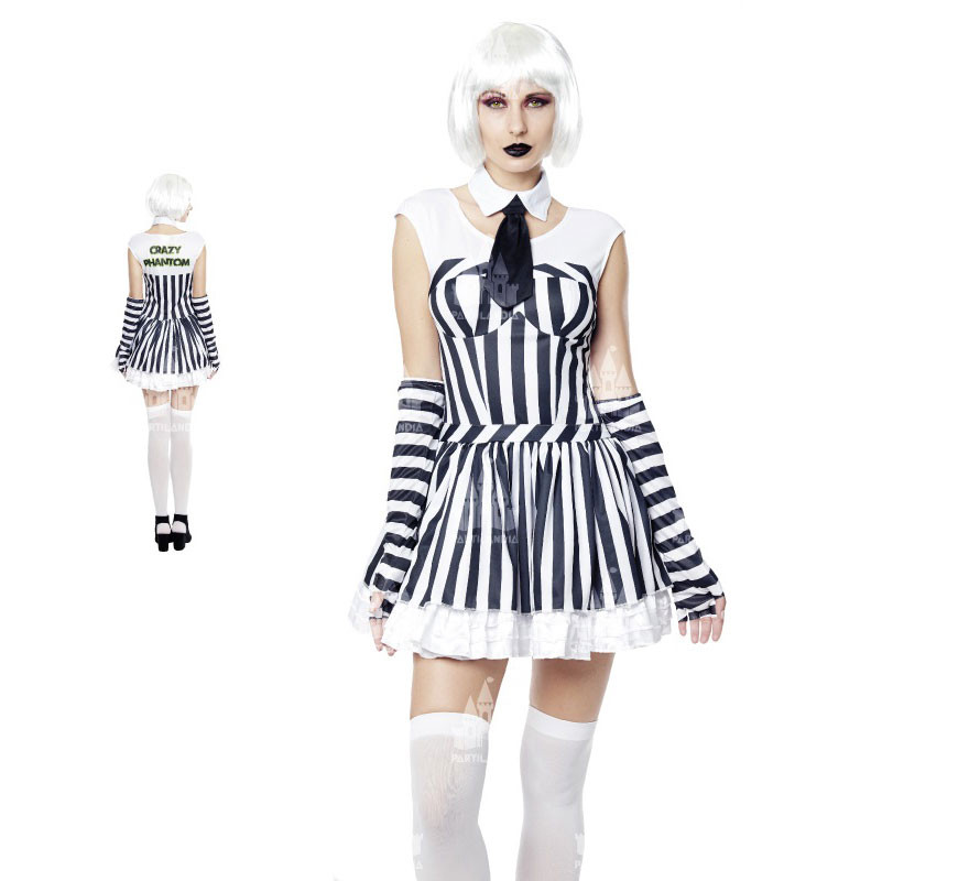 Fato feminina de menina fantasma listrada
