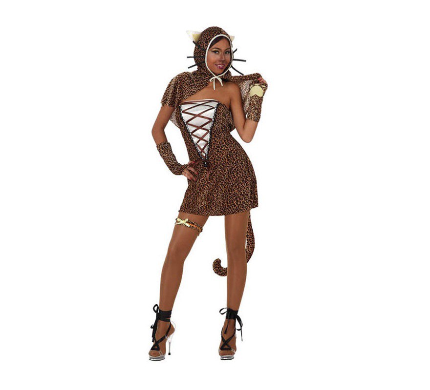 Fato de menina leopardo para mulher tamanho ML