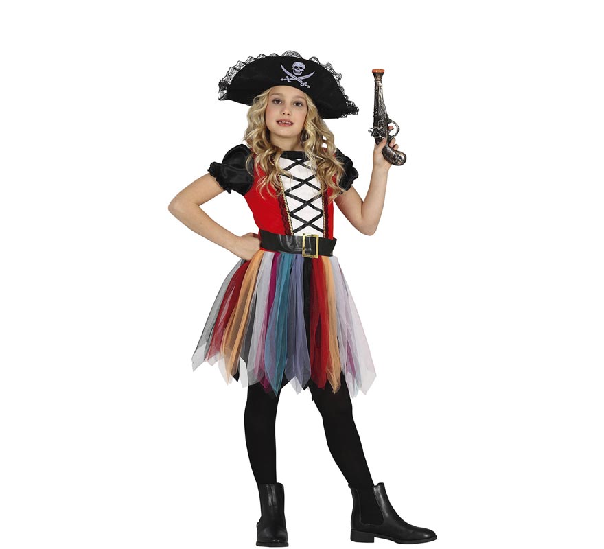 Fato de menina pirata multicolorido para menina