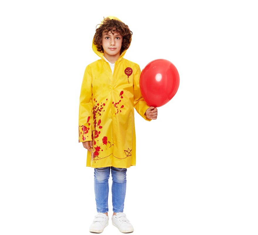 Fato de capa de chuva amarela sangrenta para menino Fato de capa de chuva amarela sangrenta para menino