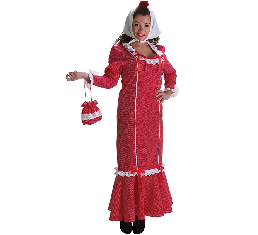 Fato de Chulapa vermelho com bolsa de mulher