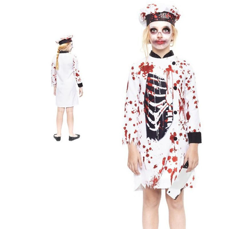 Fato de cozinheiro zombie para menina