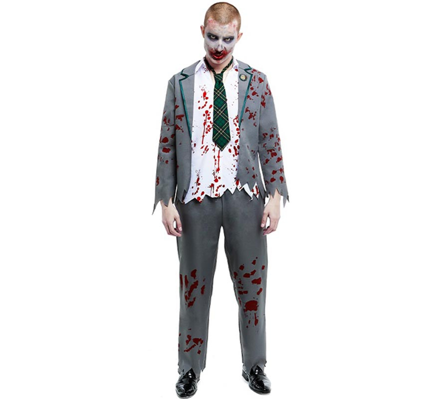 Men's Grey Zombie Schoolboy Costume with Jacket