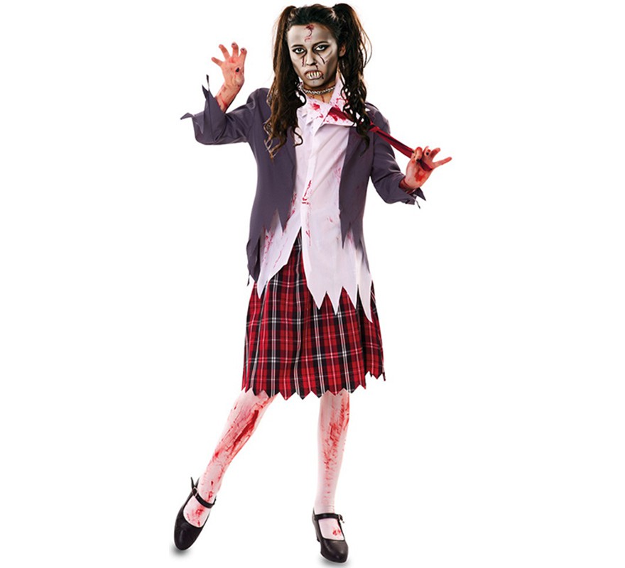 Fato de zumbi colegial para mulher