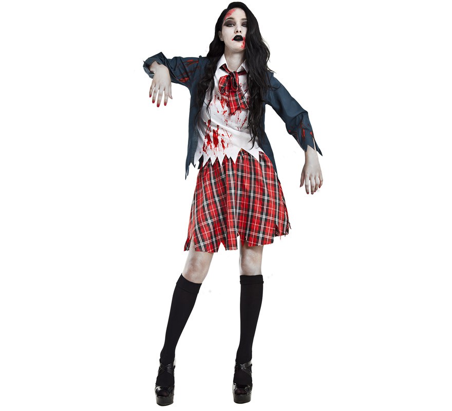 Zombie Schoolgirl Costume for Women