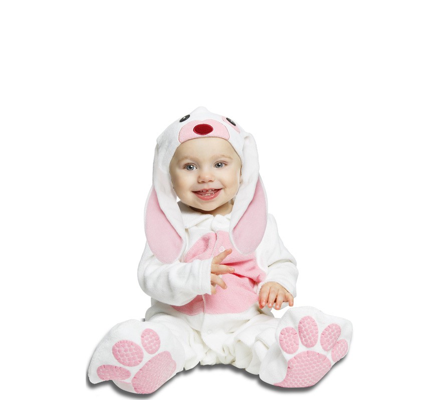 Fato de coelho branco e rosa para bebê