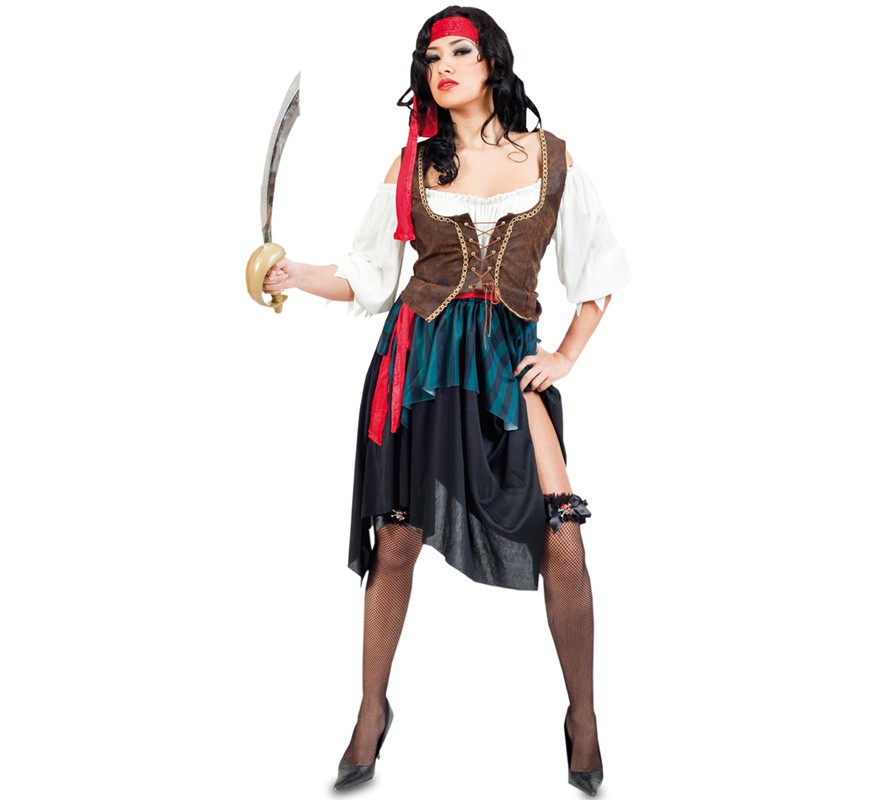 Fato de corsário com espartilho para mulher