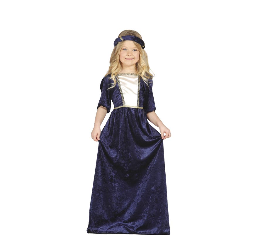 Fato de senhora medieval azul para menina