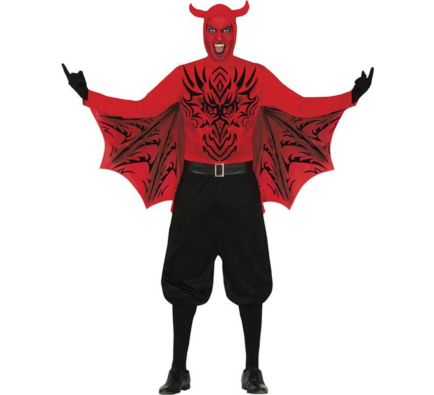 Fato de demónio temível vermelho para homem