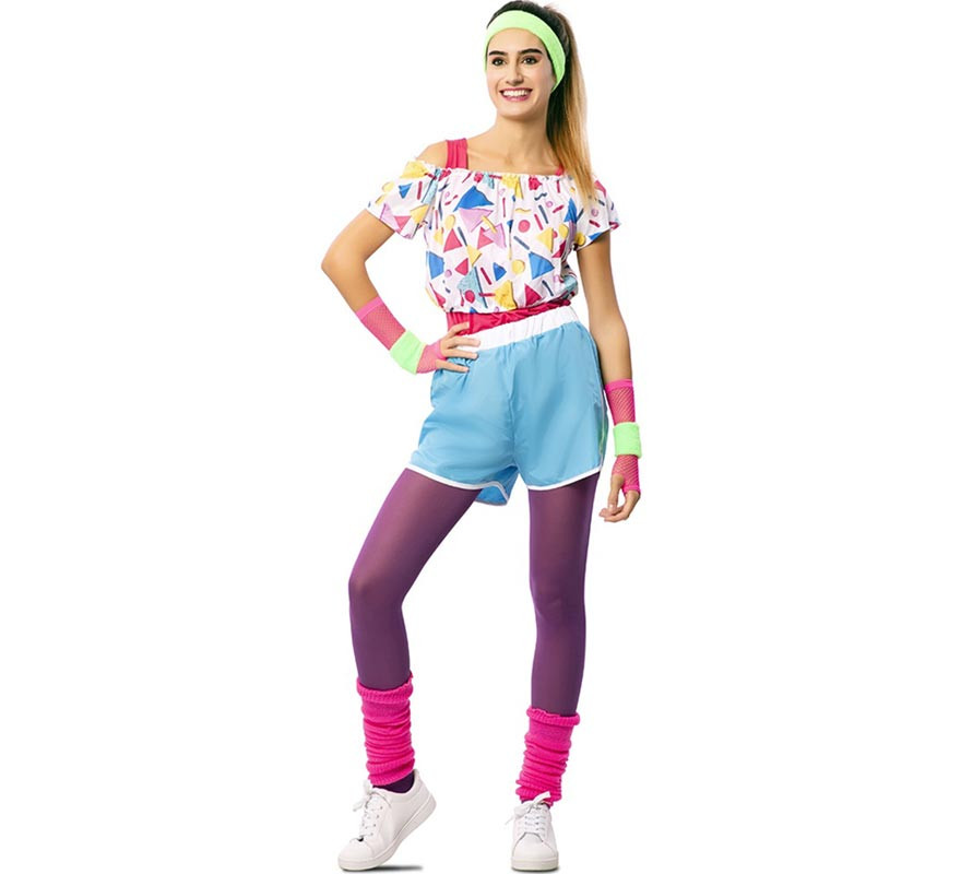 80s Sportswoman Costume with Wristbands for Women 80s Sportswoman Costume with Wristbands for Women