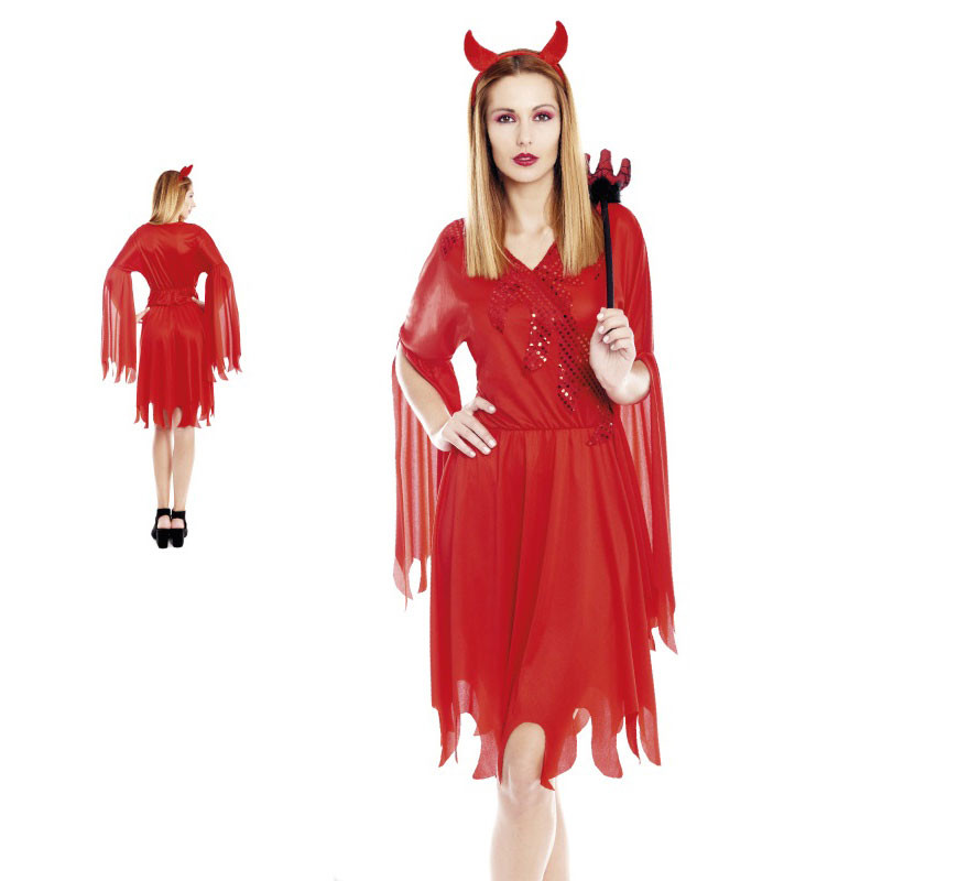 Fato de diabo vermelho paquerador para mulher