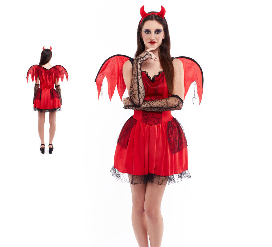 Fato de diabo vestido curto vermelho para mulher
