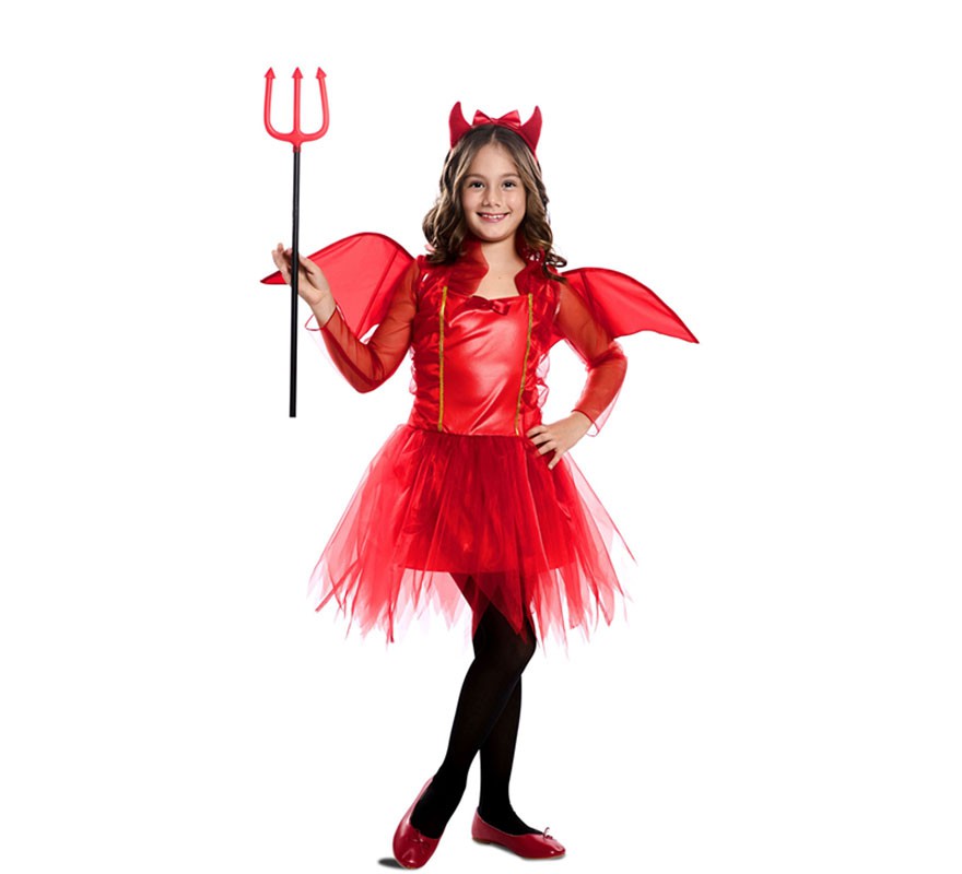Fato de Imp vermelho com asas para menina Fato de Imp vermelho com asas para menina