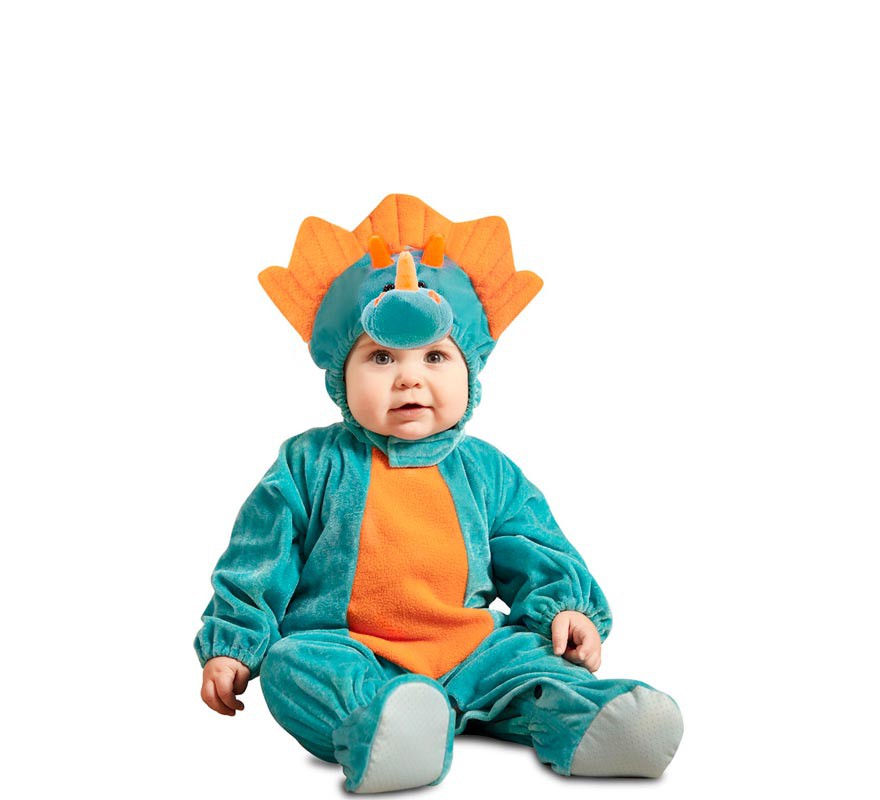 Fato de dinossauro azul bebê e laranja