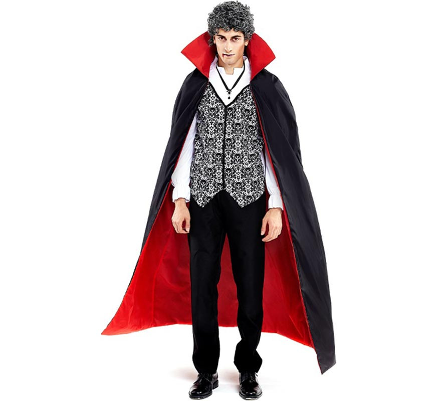 Fato clássico de Drácula com capa bicolor para homem