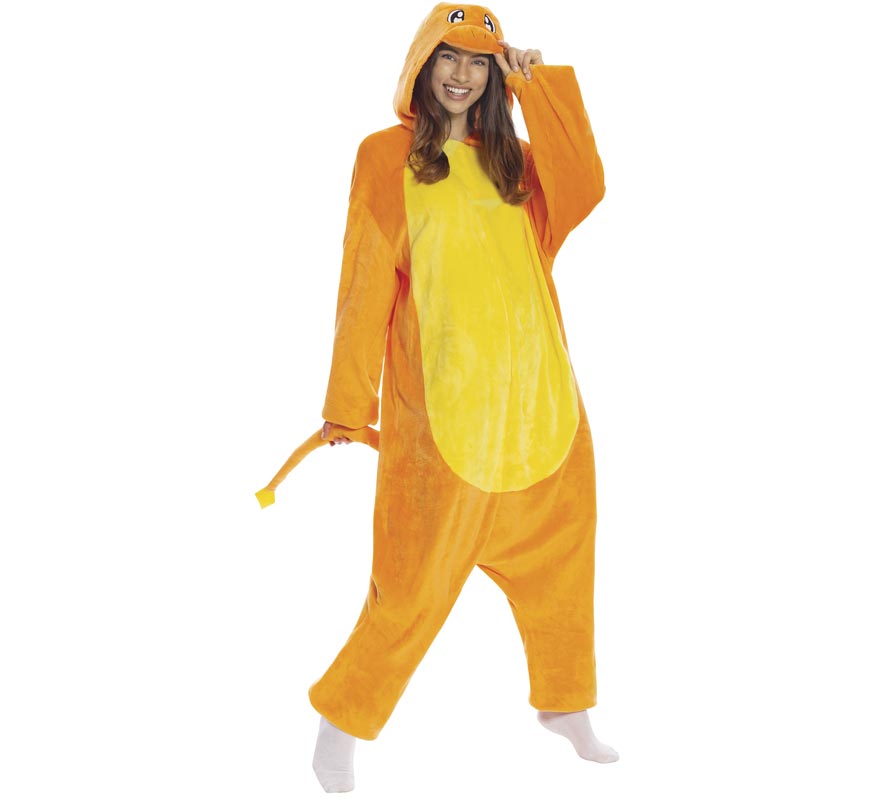 Fato de dragão laranja para adulto