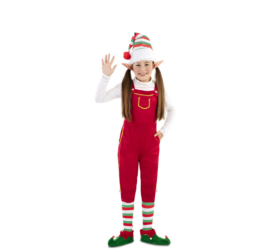 Fato de elfo vermelho com gorro para criança