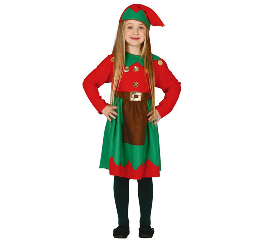 Fato de elfo verde e vermelho para menina Fato de elfo verde e vermelho para menina