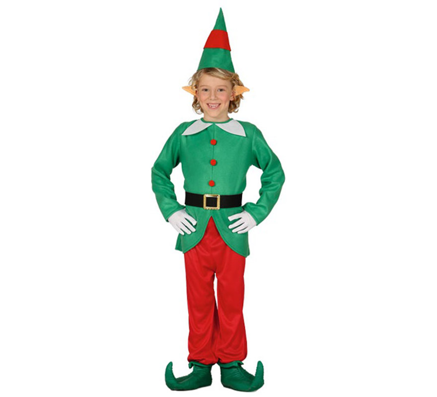 Fato de elfo verde e vermelho para menino