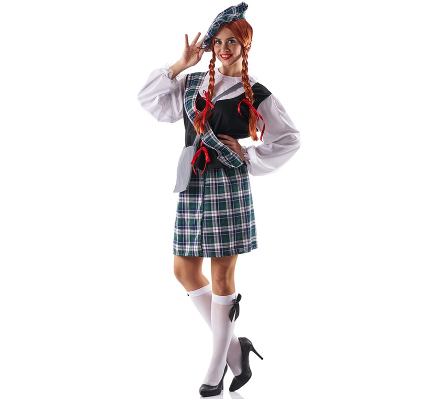 Fato de escocês azul para mulher