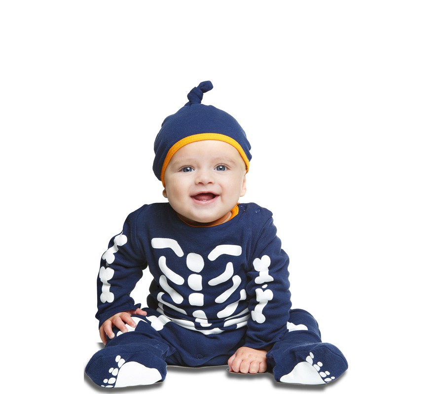 Fato de esqueleto azul para bebé