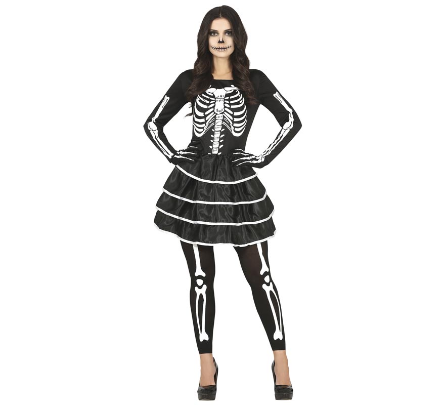 Fato de esqueleto com saia para mulher