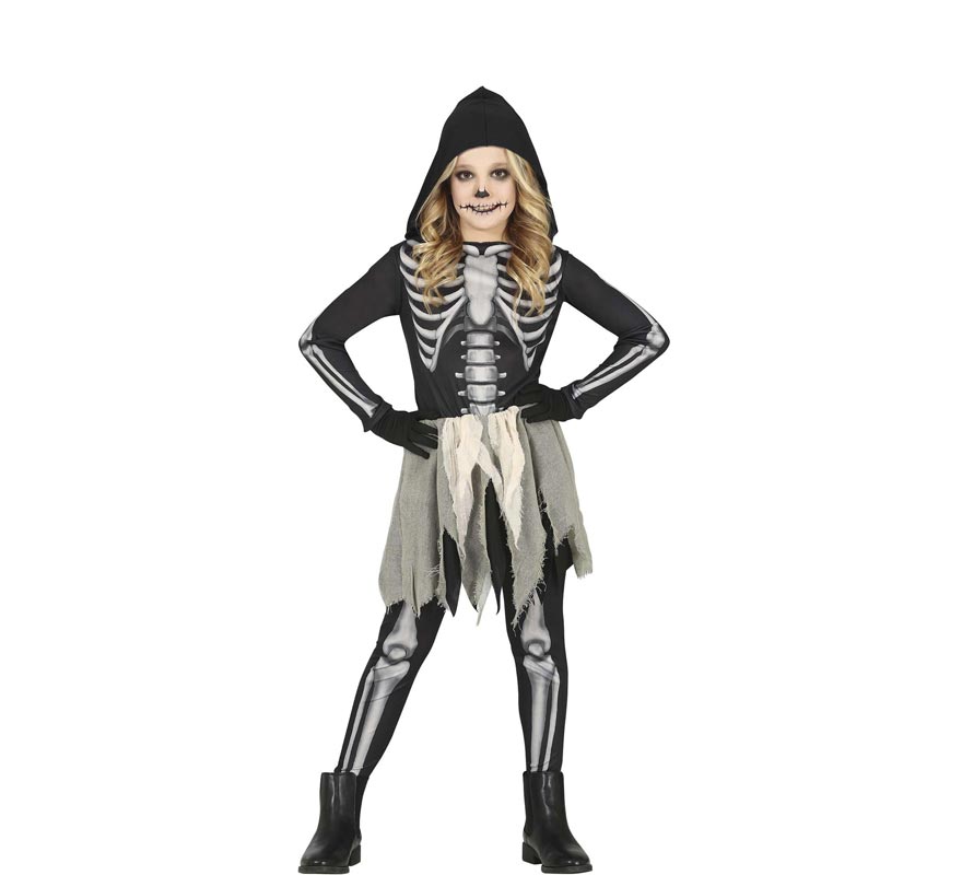 Worn Skeleton Costume for Girls