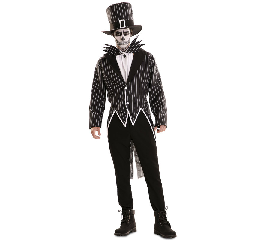 Traje de esqueleto elegante com chapéu para homem