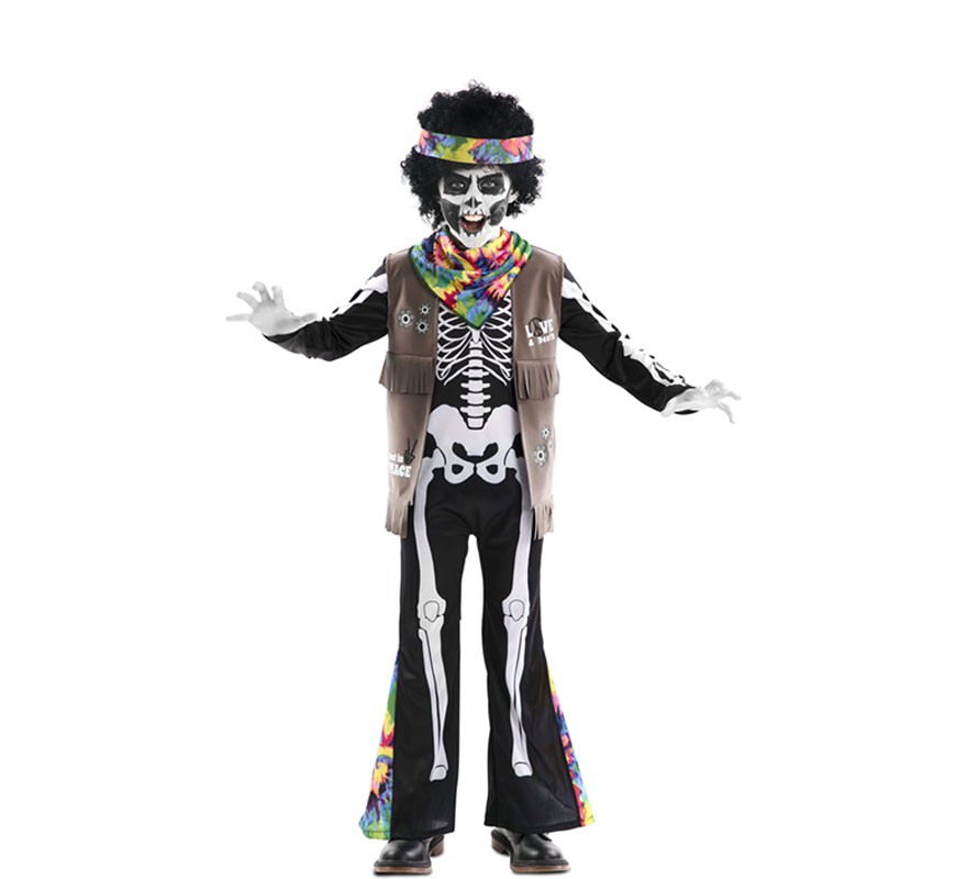 Fato de esqueleto hippie para criança