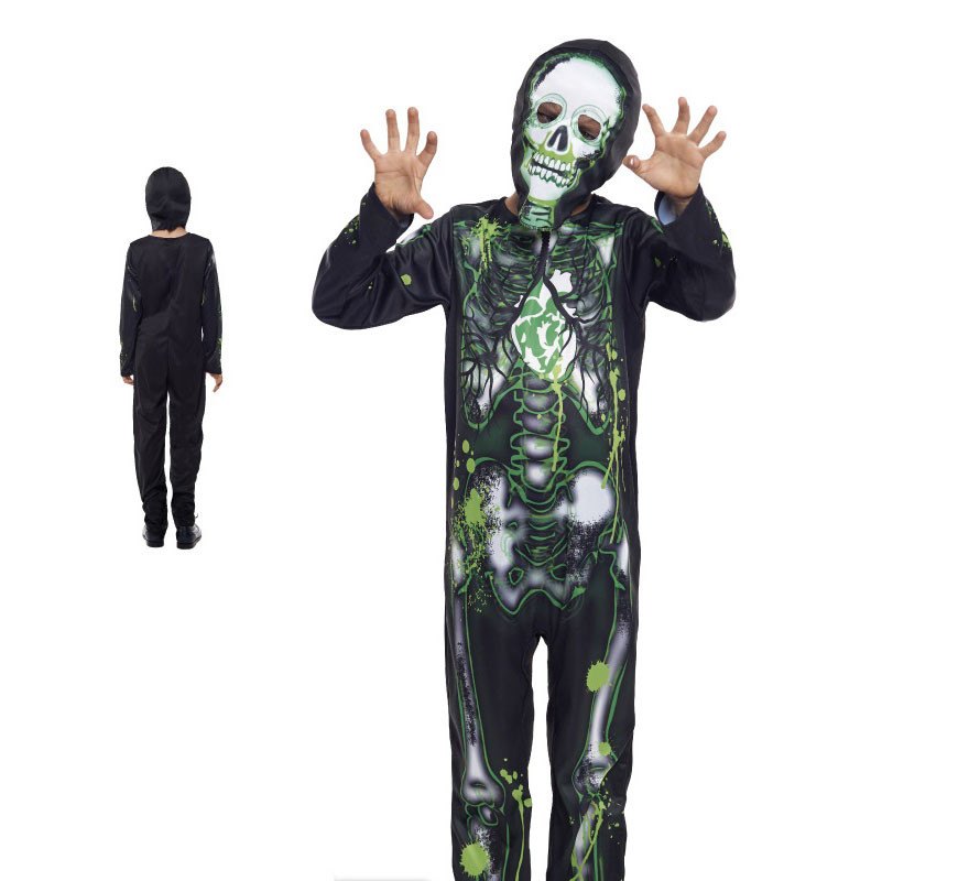 Black Radioactive Skeleton Costume for Boys