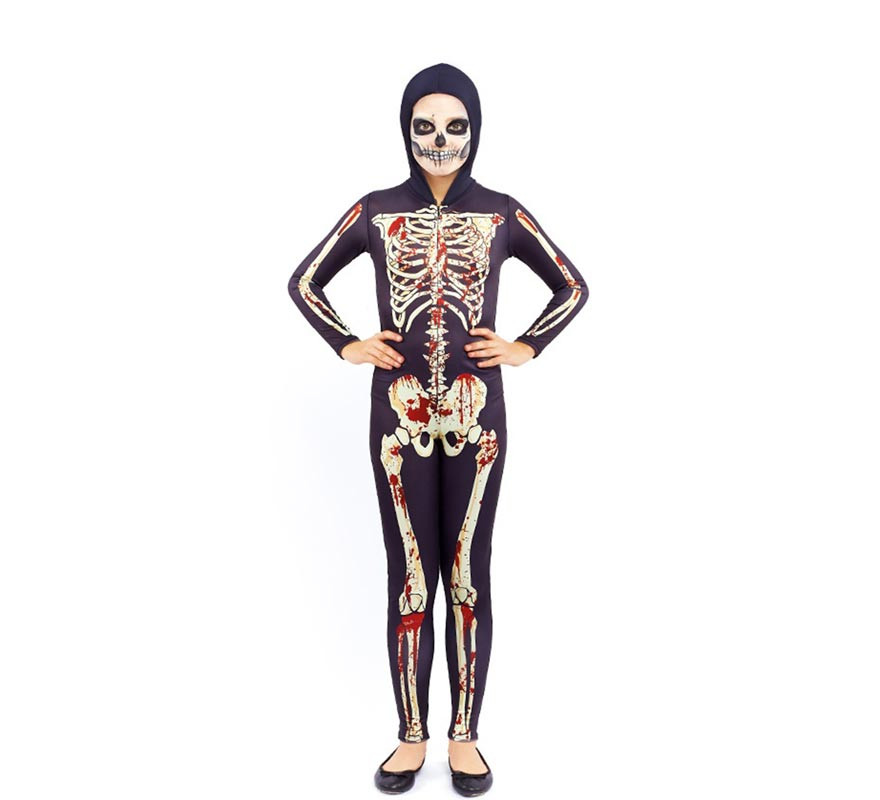Fato de esqueleto sangrento para criança e adolescente