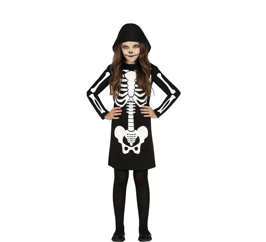 Fato de esqueleto sombrio em vestido para menina Fato de esqueleto sombrio em vestido para menina