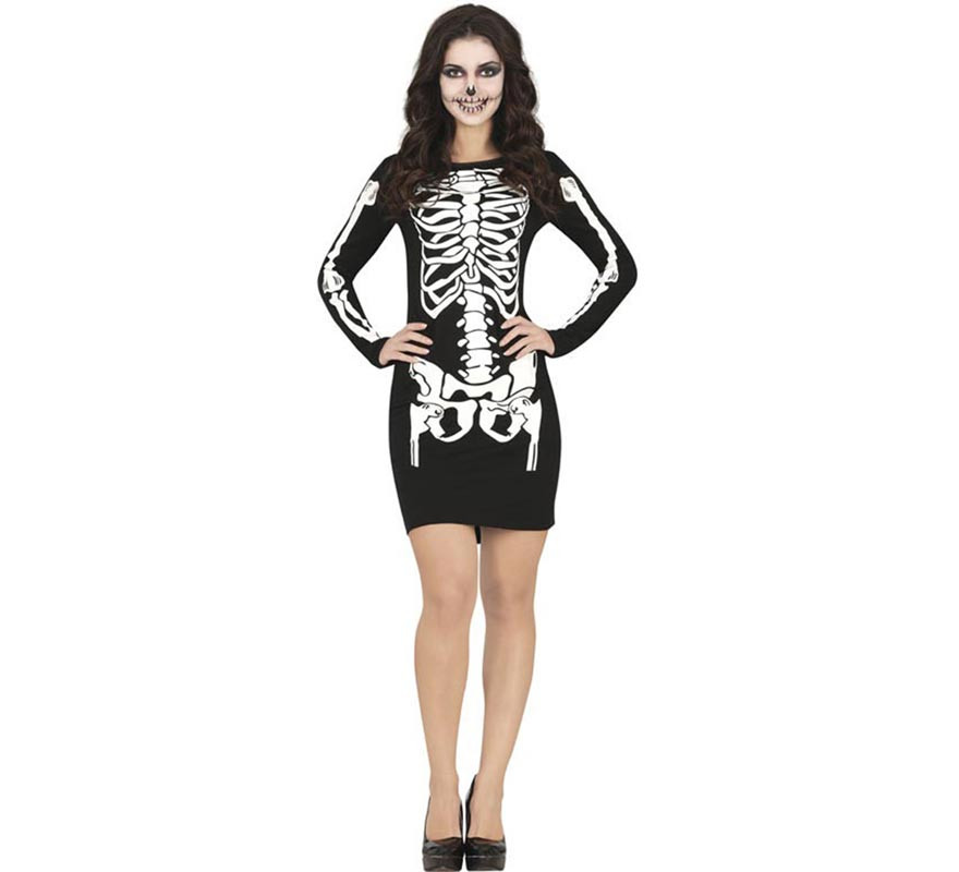 Vestido curto de Fato de esqueleto para mulher