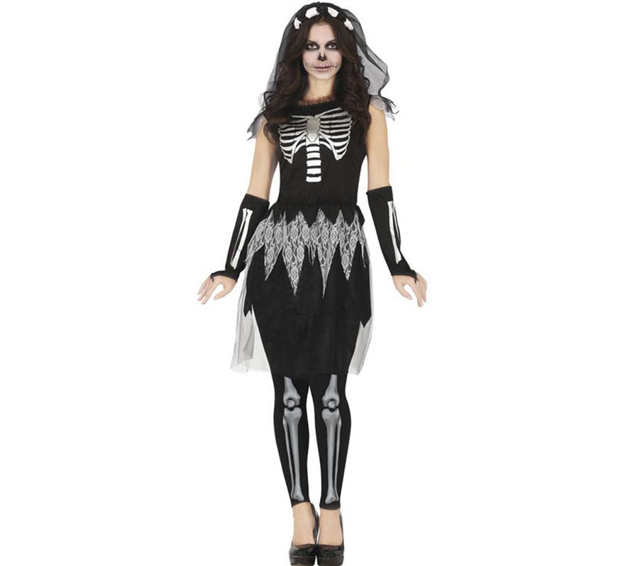 Skeleton costume silver dress for women