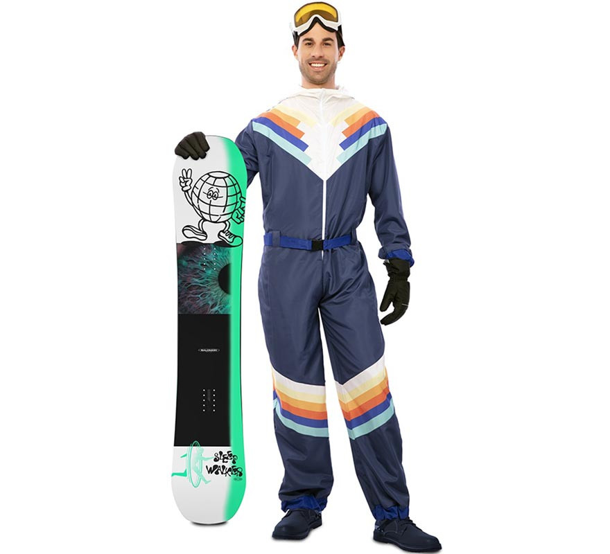 Fato de esquiador azul com cinto para homem