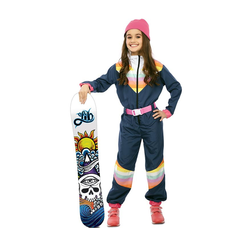 Fato de esquiador azul com cinto para menina