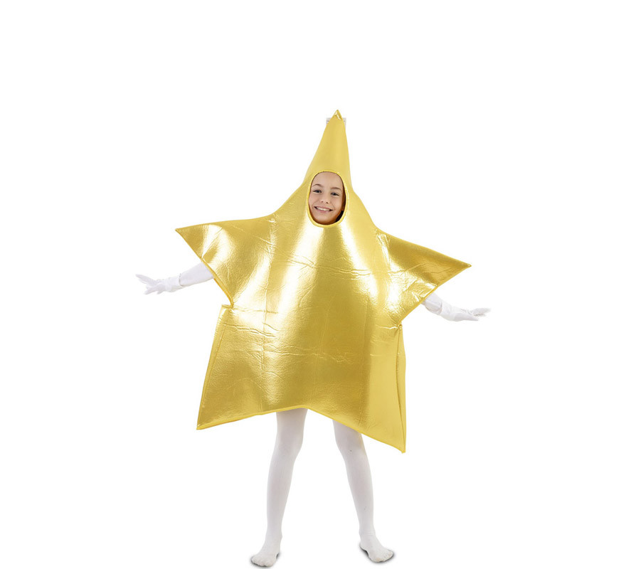 Fato de Estrela de Natal Grande Dourado para Crianças