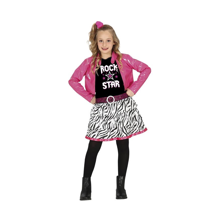 Fato de estrela do rock rosa para menina