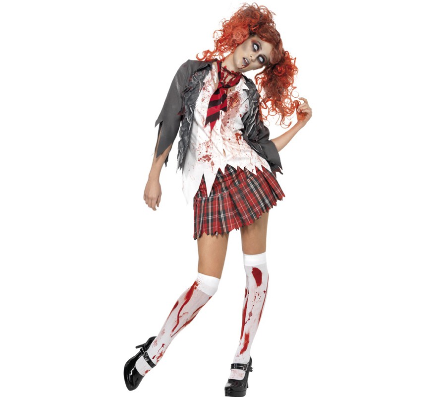 Fato de estudante zombie para mulher