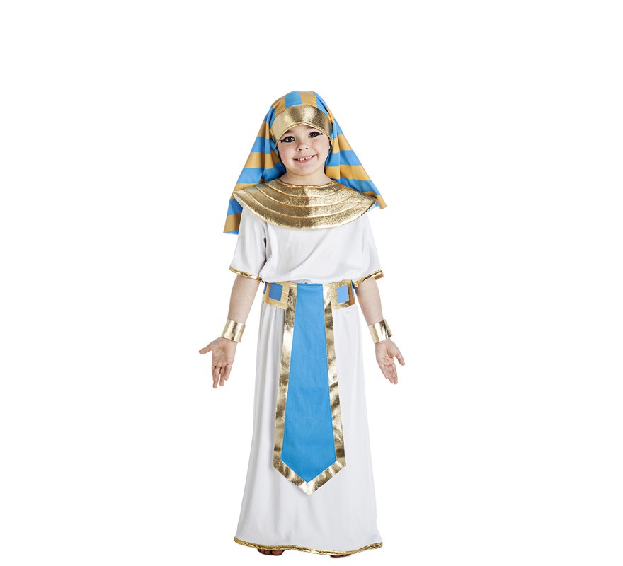White and blue Egyptian Pharaoh costume for children