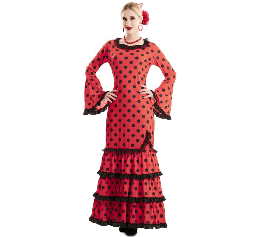 Fato de flamenco vermelho para mulheres