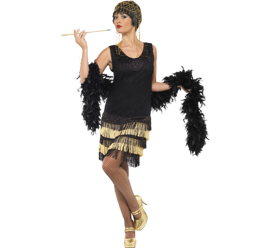 Fato de Flapper dos anos 20 com franjas para mulher