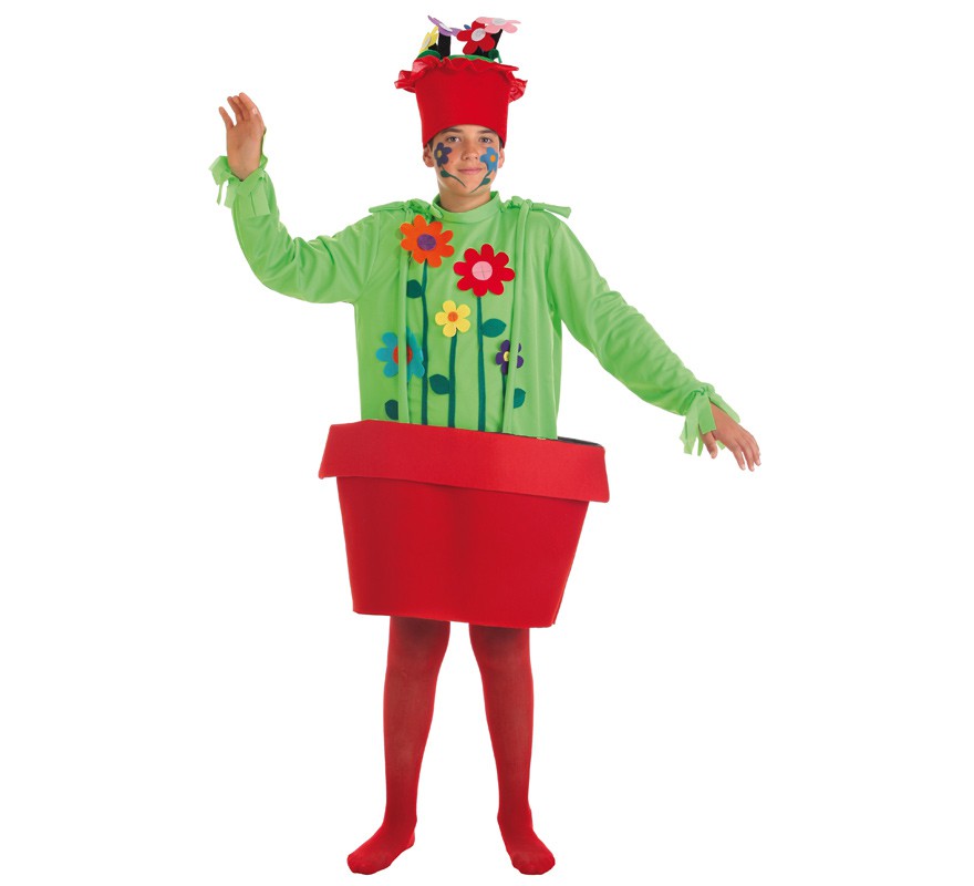 Fato de criança em vaso de flores