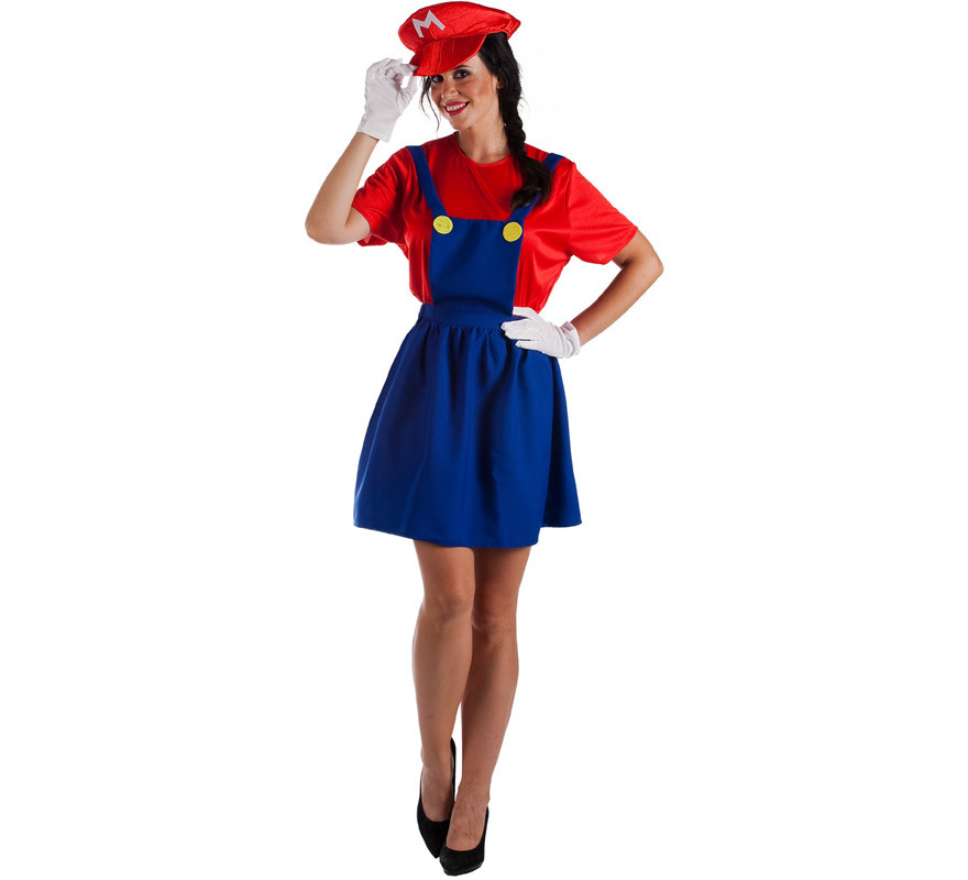 Fato de encanadora de videogame para mulher