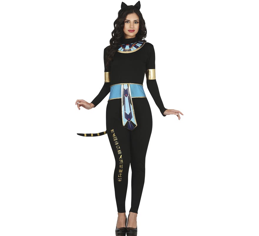 Fato de gata egípcia escura para mulher