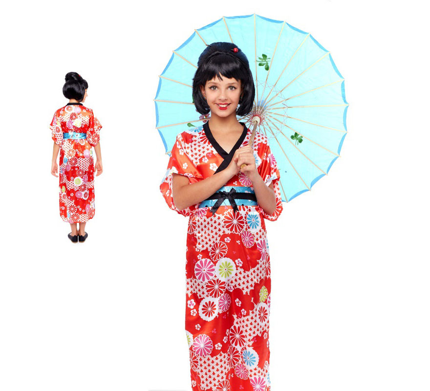 Red Floral Geisha Costume for Girls Red Floral Geisha Costume for Girls