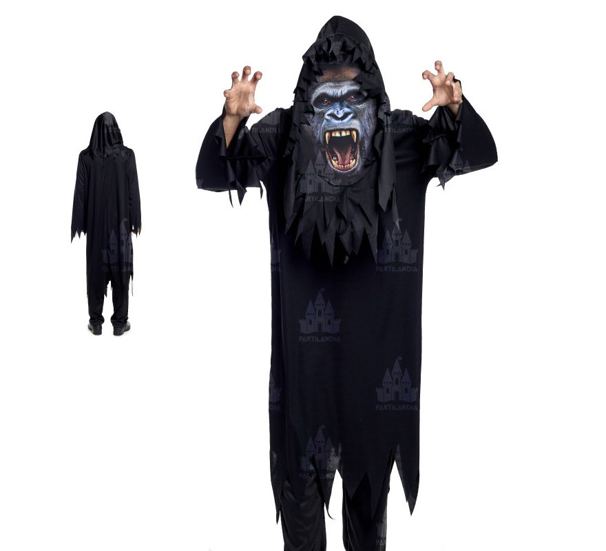 Fato de gorila preto com espinhos para homem